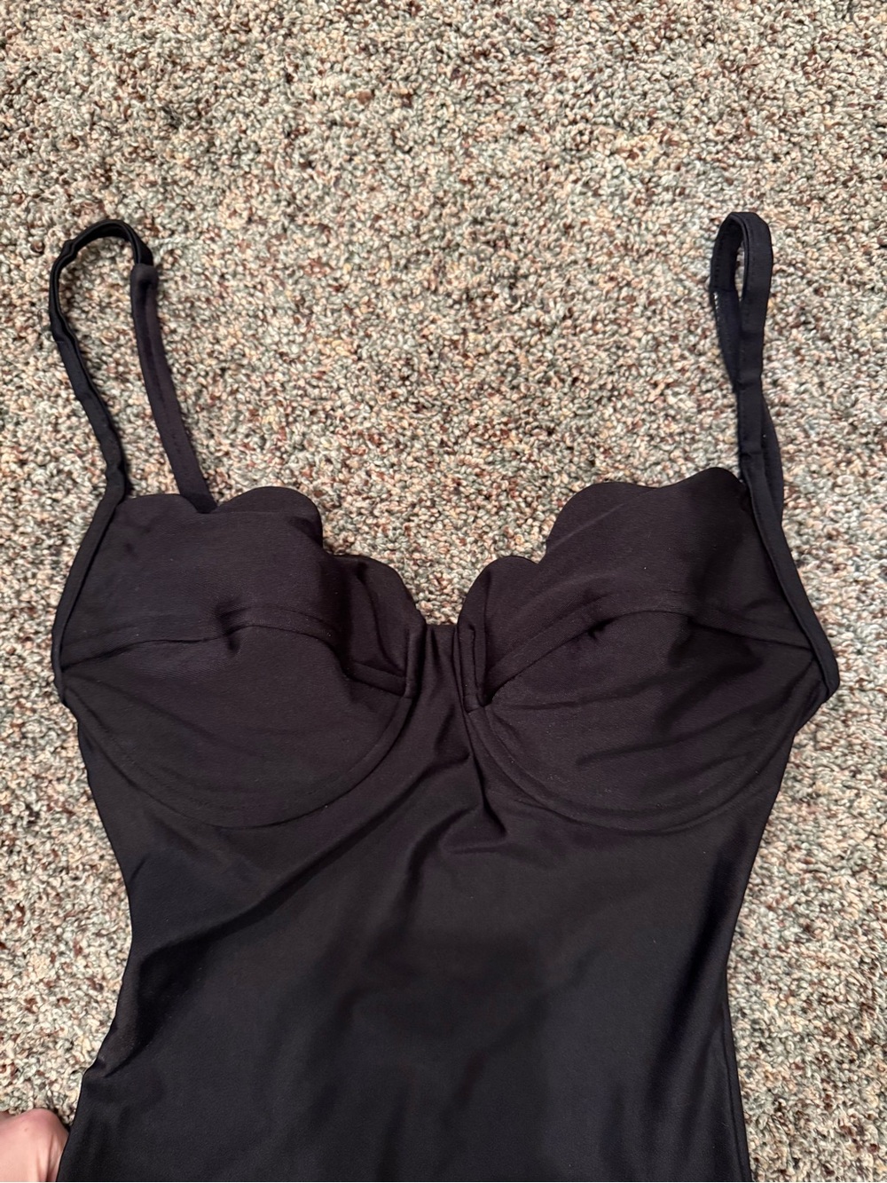 Vintage BILL BLASS 80s/90s Retro Scalloped Sweetheart Bust Black Swimsuit M/L
